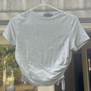 PrettyLittleThing Light Gray Ruched Tee